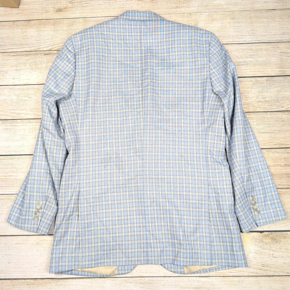Alan Flusser Mens‎ 38R Blue Plaid Two Button Blazer Sport Coat